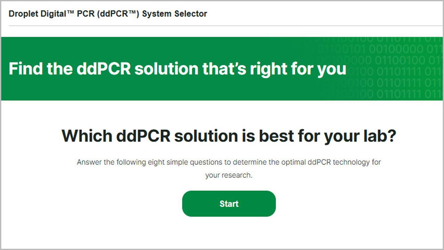 find ideal ddPCR solution selector tool